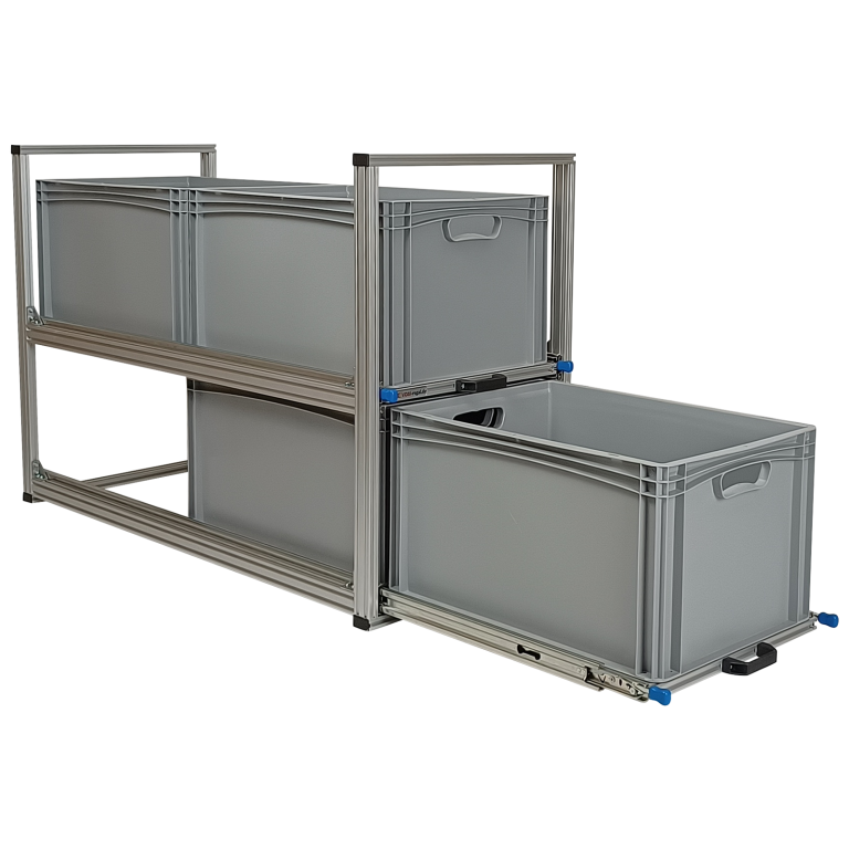 Kastenwagen Auszug mit 2 Auszügen für 2 Boxen 600 x 400 auf jedem Auszug