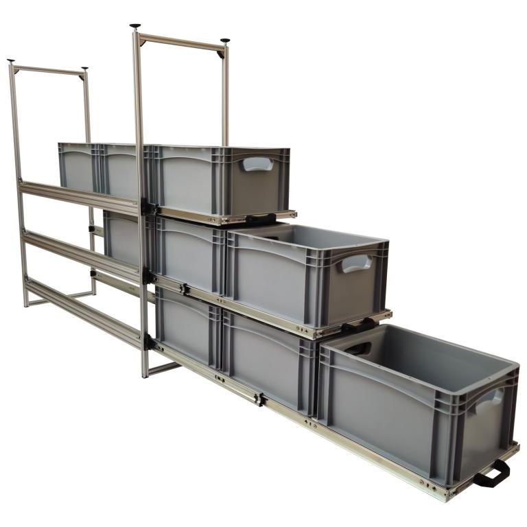 Wohnmobil Regal Aluminium Tower 1 - 1200 - mit 3 Auszügen