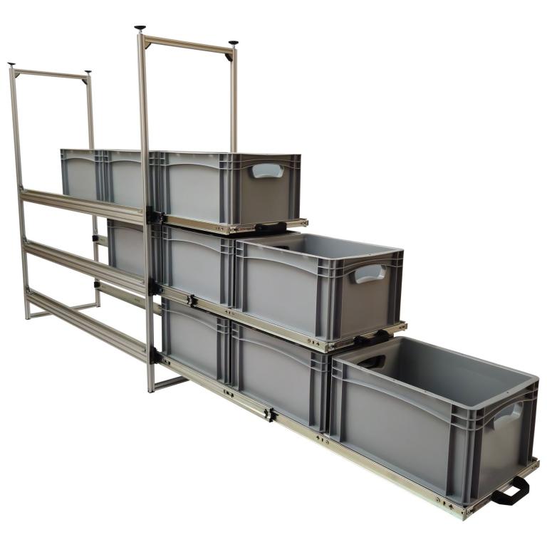 Wohnmobil Regal Aluminium Tower 1 - 1200 - mit 3 Auszügen