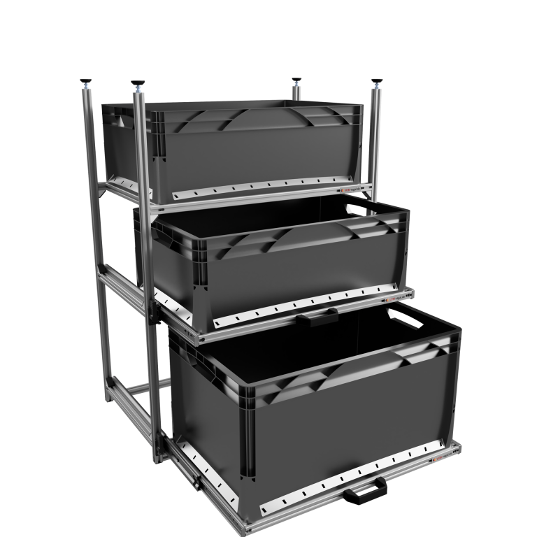 Wohnmobil Regal Aluminium Tower 3 mit 2 Auszügen und 1 Rahmen