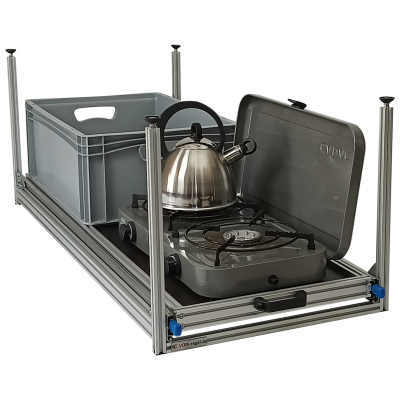 Wohnmobil Regal Aluminium Auszug Unterboden 1200x400 mit Arbeitsplatte