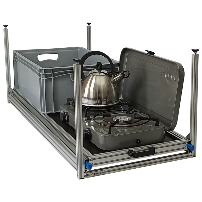 Wohnmobil Regal Aluminium Auszug Unterboden 1200x400 mit Arbeitsplatte
